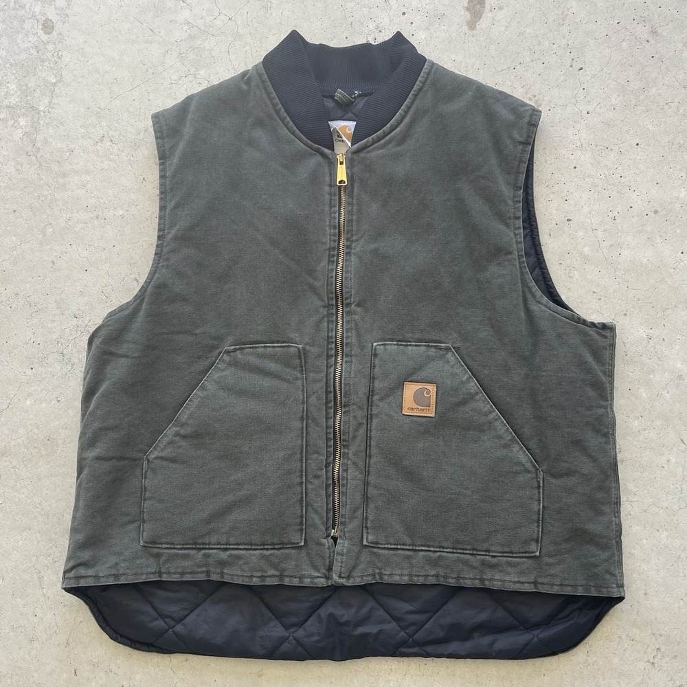 Vintage Carhartt Arctic Vest Mens XXL Moss Green Cotton Duck V02 MOS USA Y2K